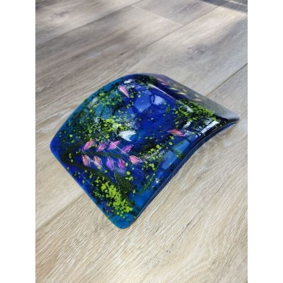 Laura Mendola BLUE GLASS SINGLE CANDLE HOLDER  made in Alaska - Picture 12 of 16